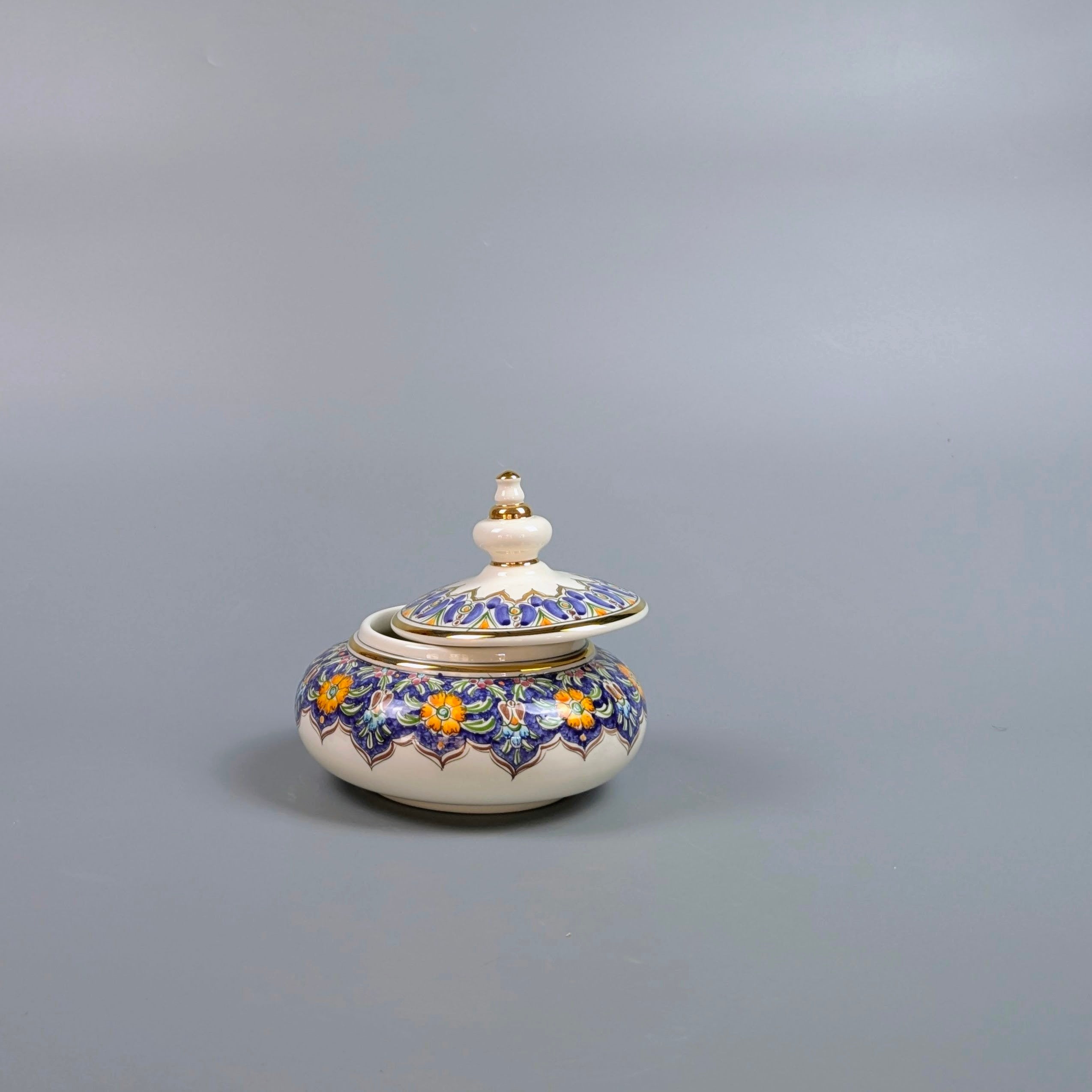 Decorative ceramic jar with floral patterns  